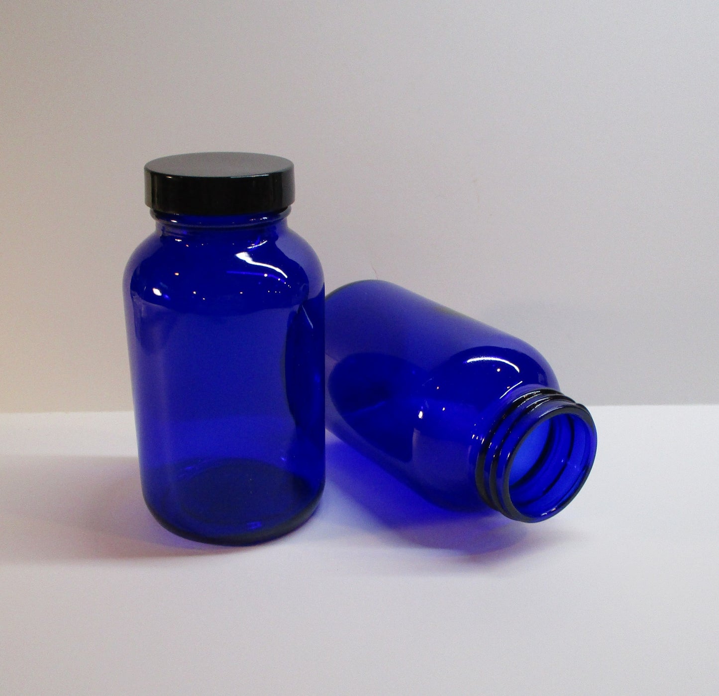 Cobalt Blue Heavy Glass Packer Bottles 4 Ounce 38-400 Mouth-Caps Included